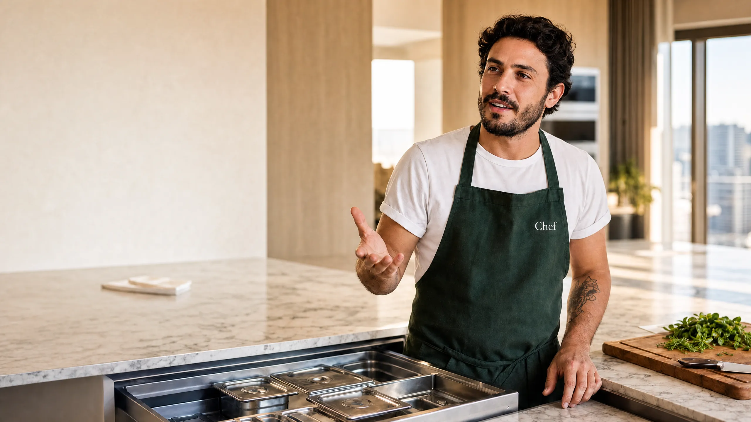Chef da Chef Pessoal cozinhando na casa do cliente